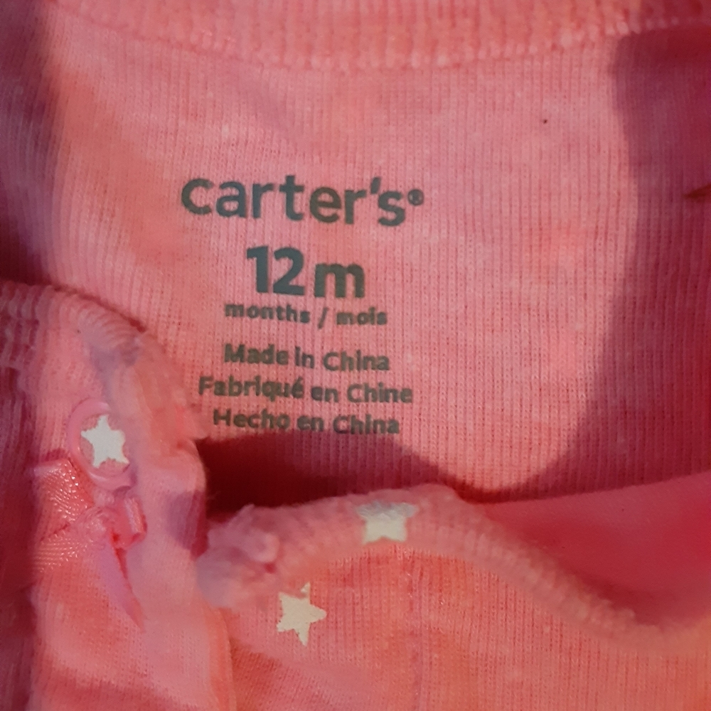 Carters Pink with white stars button up 12months